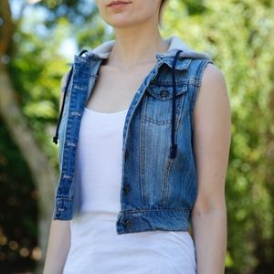 Denim Vest with Hood